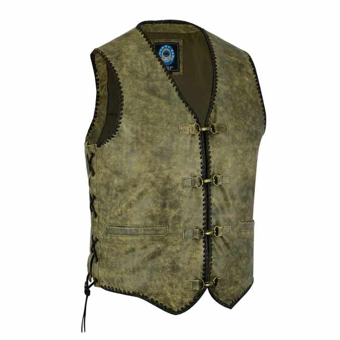 JOHNNY REB MENS STURT CRACKER LEATHER VEST