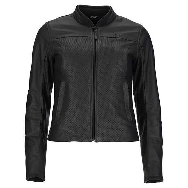 ARGON ABYSS PERFORATED WOMENS LEATHER JACKET- BLACK - 0