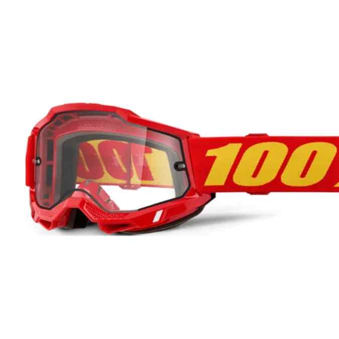 100% ACCURI 2 ENDURO MOTO GOGGLES- RED CLEAR LENS