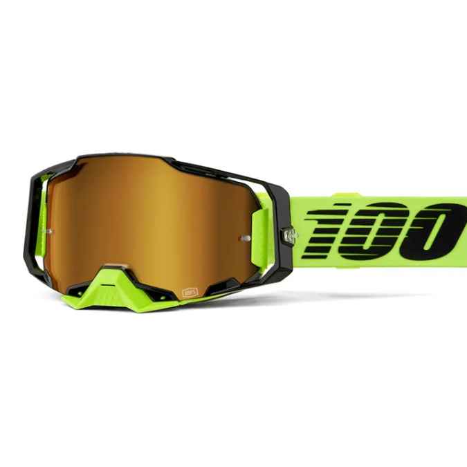 100% ARMEGA GOGGLE NEON YEL-MIRROR GOLD LENS